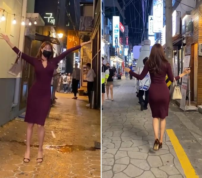 부산 길거리에서 흥 폭발한 여성…댄스 삼매경에 시선 집중