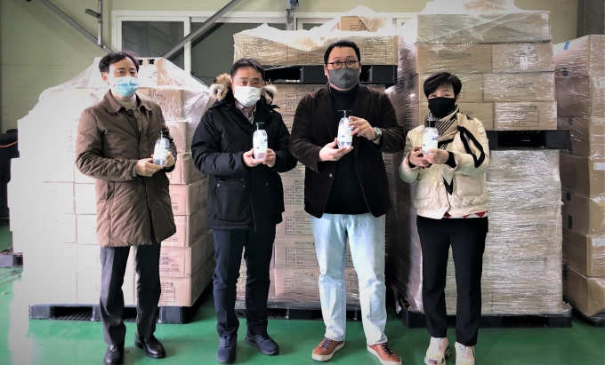 ㈜헬스앤뷰티코퍼레이션, 건양대에 손소독제 7380개 기증