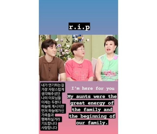 "이모는 가족의 큰 에너지"…한상진, 故 현미 사진 올리며 애도