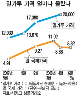제분업체 밀가루 가격 왜 안내리나