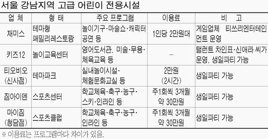 강남에 `럭셔리키즈` 시설 속속 들어서