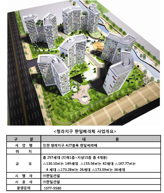 ‘인천 청라 한일 베라체’ 4월 선봬