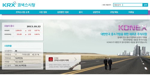 거래소, 코넥스시장 홈페이지 개설
