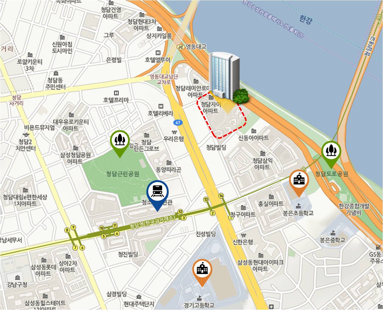 한강뷰 누리는 강남구 청담동 `청담자이` 최근 시세는?