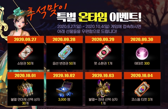 넥슨 모바일게임 6종, 추석 이벤트 실시