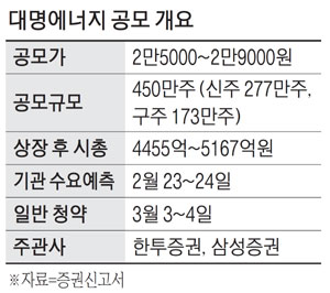 [공모주 인사이드] 풍력·태양광 개발업체 대명에너지 5천억 몸값 도전