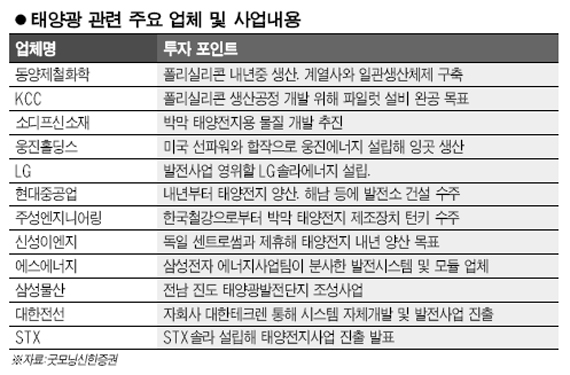태양광 관련주 옥석 가려 투자를