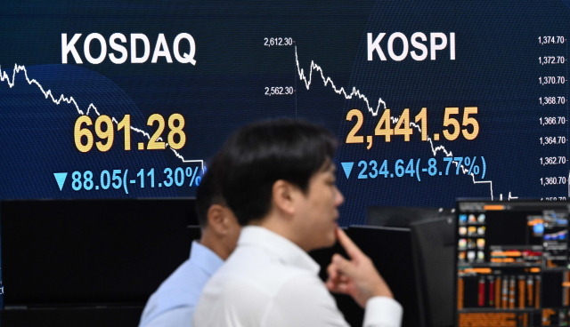 코스피 8% 폭락…역대 최대 낙폭