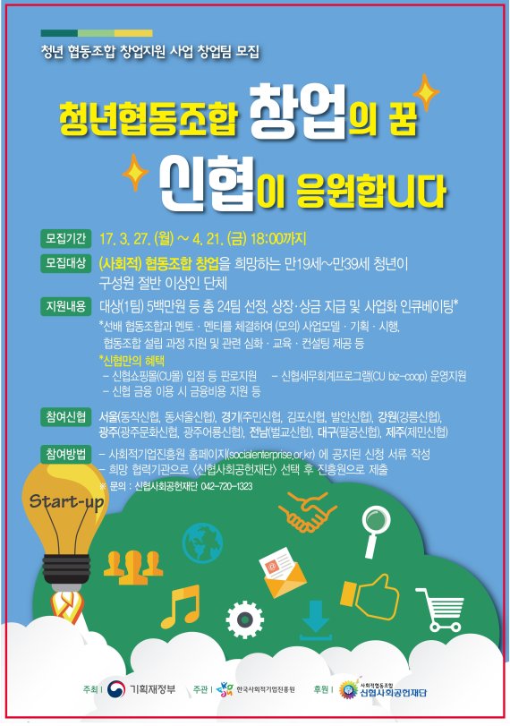신협, 청년 협동조합 창업 지원...금융지원에서 판로지원까지