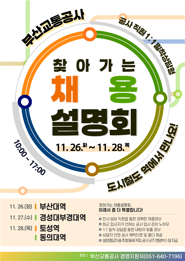 부산교통공사, 도시철도역서 이색 채용설명회 눈길