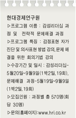 [직무능력 향상 교육] 현대경제연구원‥마음 사로잡는 감성리더십 강화에 초점