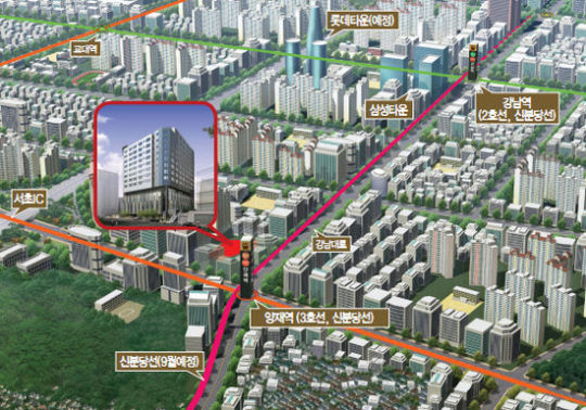 [강남 한라비발디 스튜디오193②입지]양재역까지 성인걸음으로 2분 거리