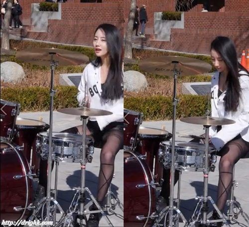 ‘비밥’ 섹시 드러머 아연, 버스킹 영상에 네티즌들 ‘여신 등장’ 관심
