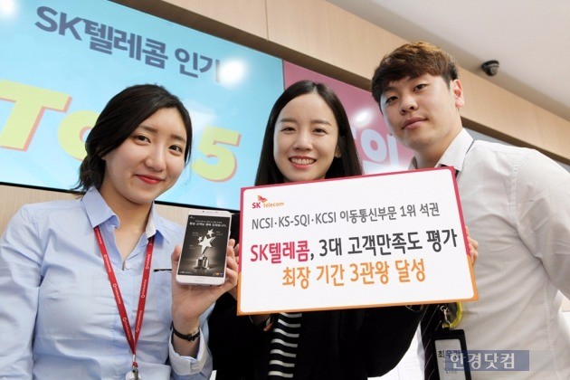 SKT, 3대 고객만족도 평가 이통부문 석권…최장기간 연속 3관왕