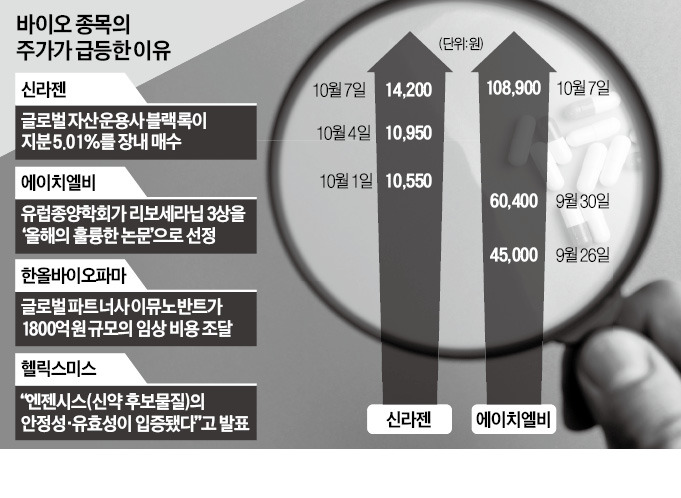 에이치엘비·신라젠↑…바이오株 부활 시동