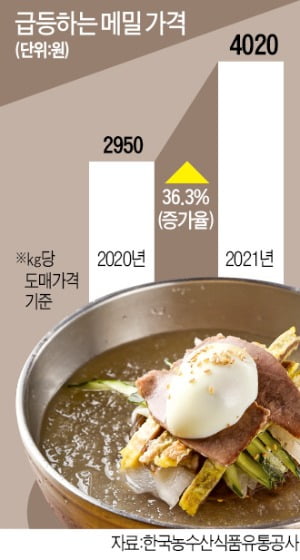 메밀값 치솟자…삼계탕보다 비싸진 金냉면