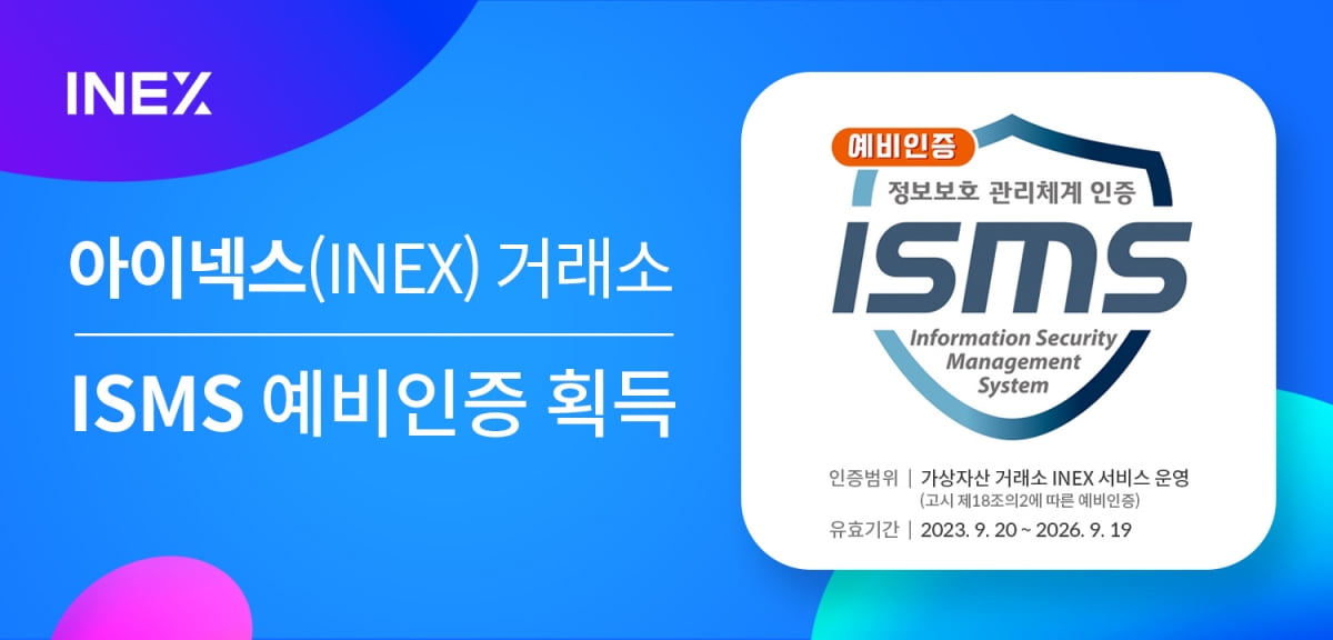아이넥스 거래소, ISMS 예비인증 획득