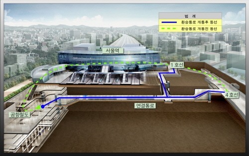 인천공항철도 서울역∼지하철 1,4호선 환승통로 3월 28일 개통
