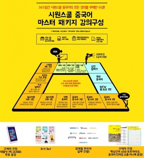 시원스쿨 중국어 ‘마스터 패키지’ 1년 수강권 결제하면 윈도우 태블릿PC 무료 증정