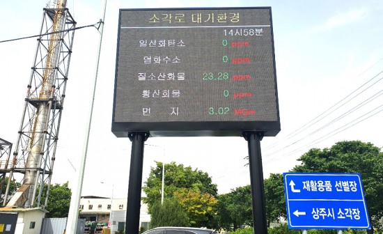 상주시,대기오염 전광판 가동으로 실시간 오염도 제공