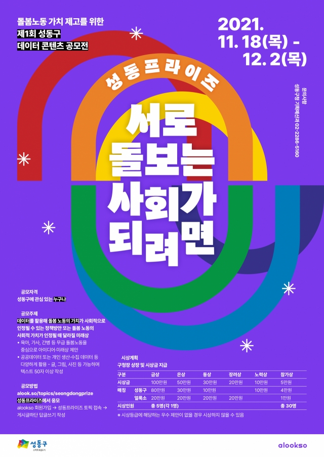성동구, 돌봄 노동 관련 정책 받는다