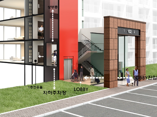 대림산업 아파트 출입구 계단 없앤다