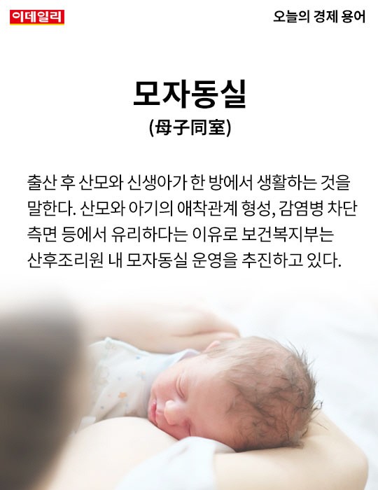 [카드뉴스] 오늘의 경제용어 - 모자동실 (母子同室)