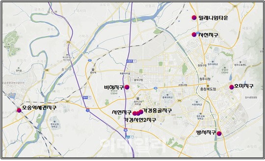 청주시, 9개 지구에서 도시개발사업 동시 추진