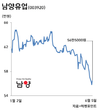 이번엔 외손녀가 문제… 남양유업, 9년래 최저주가 `추락`
