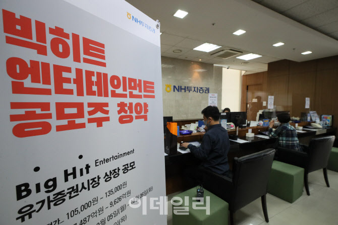 [포토]빅히트 엔터테인먼트 공모주 청약 첫 날