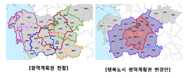 충청권 개발 ‘행복도시’ 범위 넓어진다