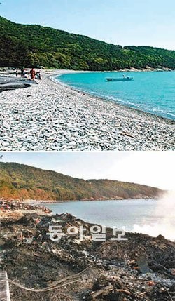 [광주/전남]天災에 人災겹쳐… 보길도 갯돌해변 빛을 잃다