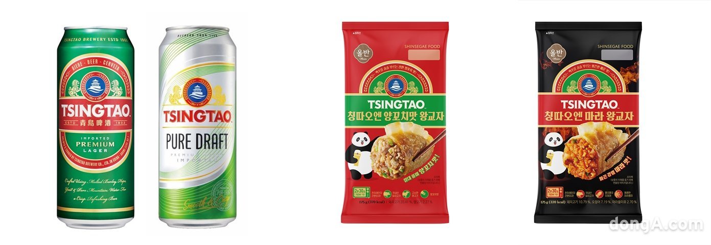 칭따오, 신세계푸드 올반 협업 ‘칭따오엔 왕교자’ 출시… 양꼬치·마라 맛 2종 판매