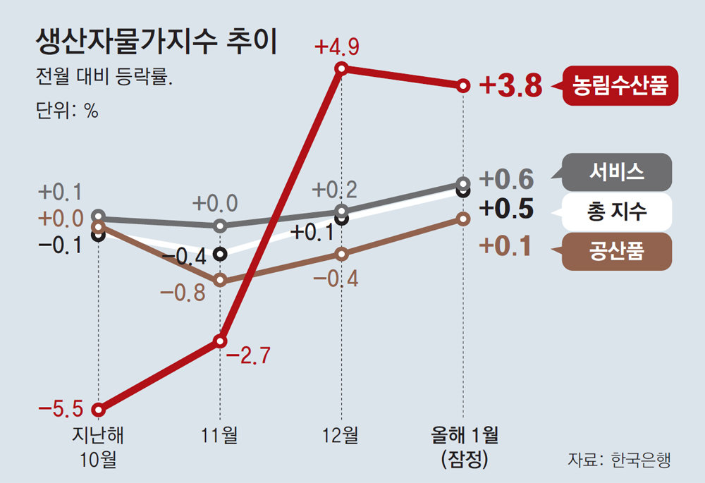 귤값 한달새 49% 껑충… ‘생산자물가지수’ 두달 연속 상승