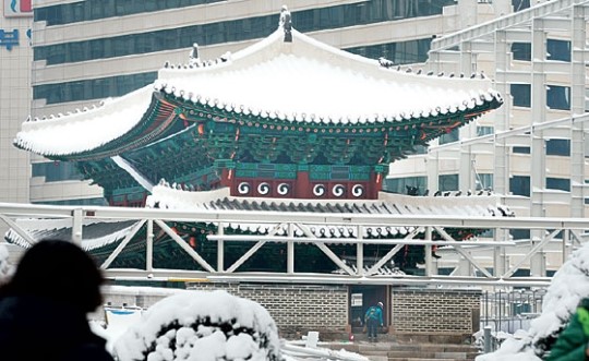 눈맞은 숭례문… 공개도 연기