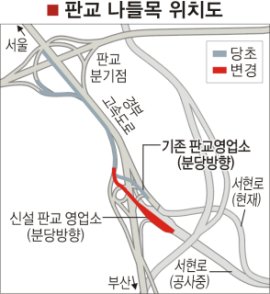판교IC 분당 진출로 28일부터 이전