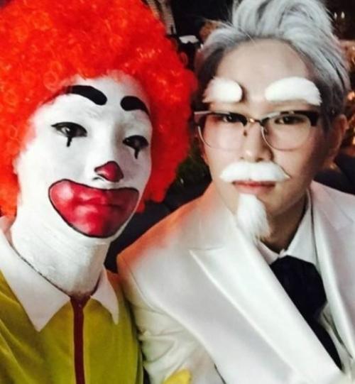 할로윈데이 샤이니 키·온유, 맥도날드 삐에로 +KFC 할아버지 완벽 변신 폭소