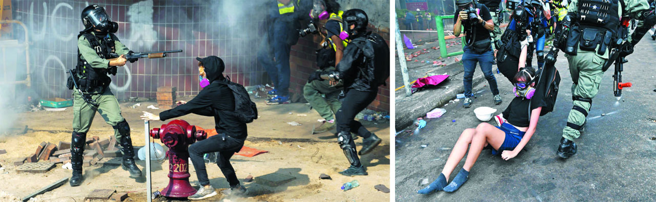 염산폭탄 vs 저격수… 전쟁터 된 홍콩이공대