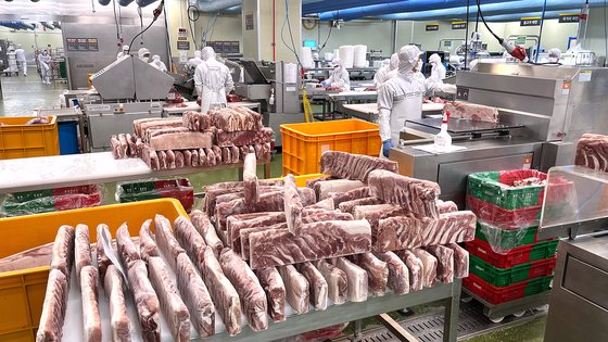 창고에 고기 수북…물가 대란 속 10% 싸게 고기 공수한 비결 [르포]
