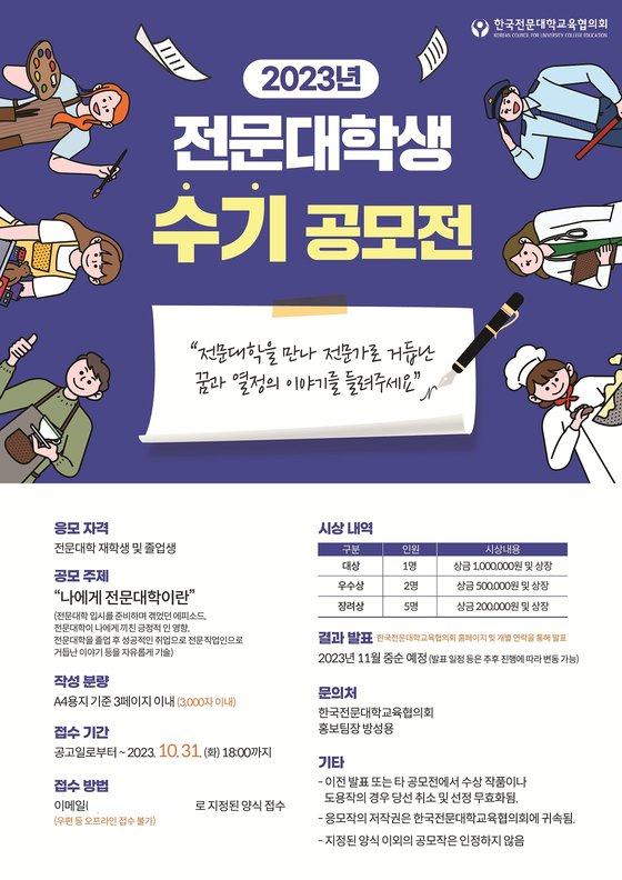 전문대학교육협의회, 전문대생 수기 공모전 개최