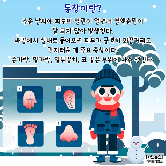 [카드뉴스] 손발 `꽁꽁` 겨울철 동창 예방·치료법
