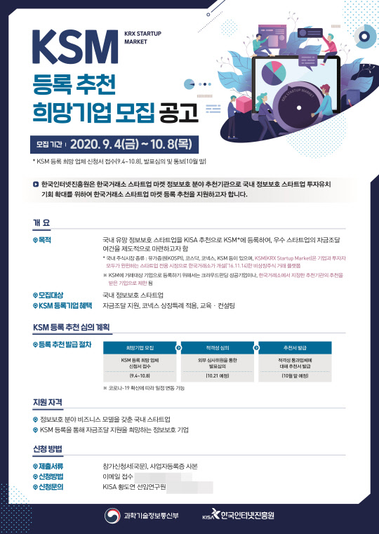 KISA, `KSM 등록 희망 기업` 모집…10월 8일까지 접수