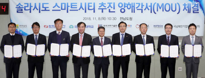 전남도-한전 등 산학연관 8개 기관, 솔라시도 스마트시티 추진 MOU