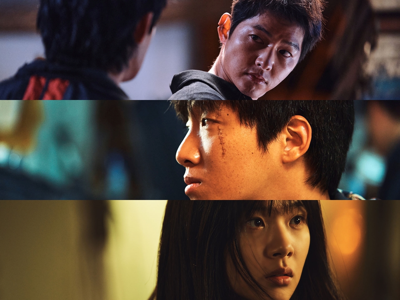 영화 화란, 보도스틸 공개…송중기·홍사빈·김형서 가을 빛 느와르