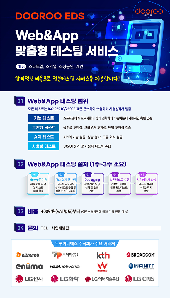 두루이디에스, 소상공인 위한  Web&App 맞춤형 테스팅 서비스 개시