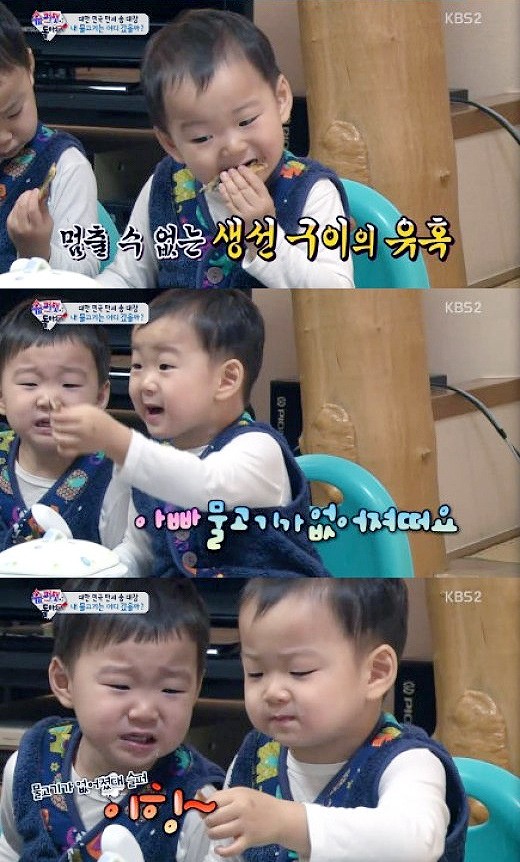 삼둥이 생선구이 먹방 물고기 없어졌대