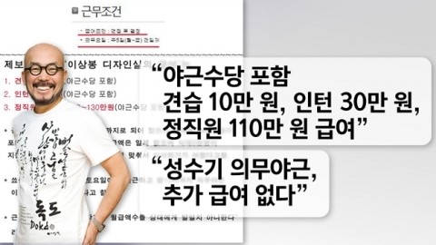 열정페이 논란 이상봉 결국 사과