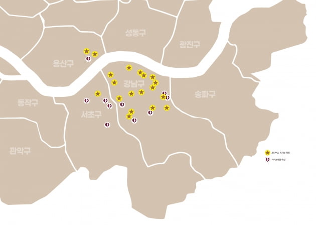 F&B 매장으로 본 부의 지도