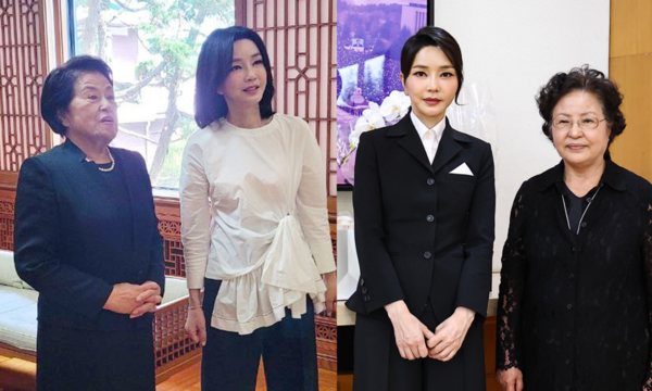 김건희 여사, 93세 손명순 여사와 1시간 만남