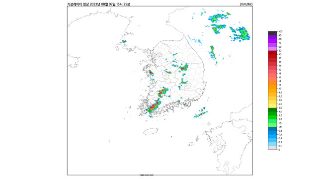 전남 영암(학산면) 시간당 60mm 이상 집중호우, 침수 주의